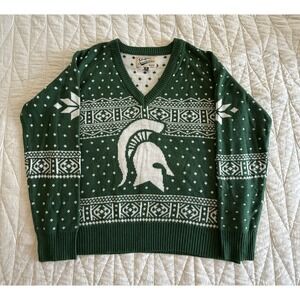 Women's Green Michigan State Spartans Retro Holiday Ugly Sweater